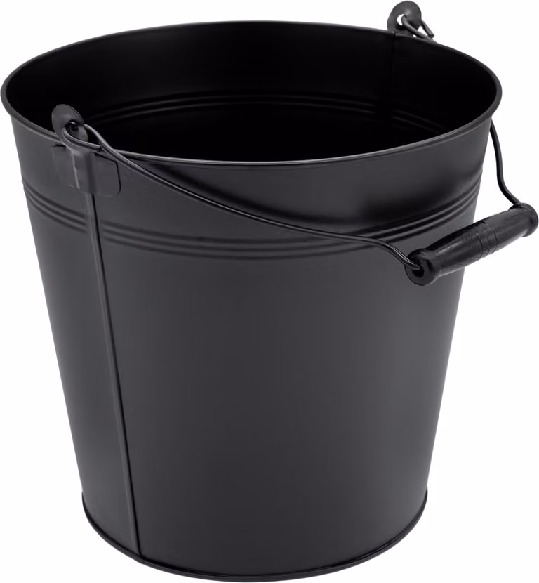 Secchio decorativo in zinco con manico in legno - nero / 10 L - Secchio in metallo per piantare o trasportare - decorazione da giardino secchio di latta secchio per cenere secchio per piante secchio per ghiaccio