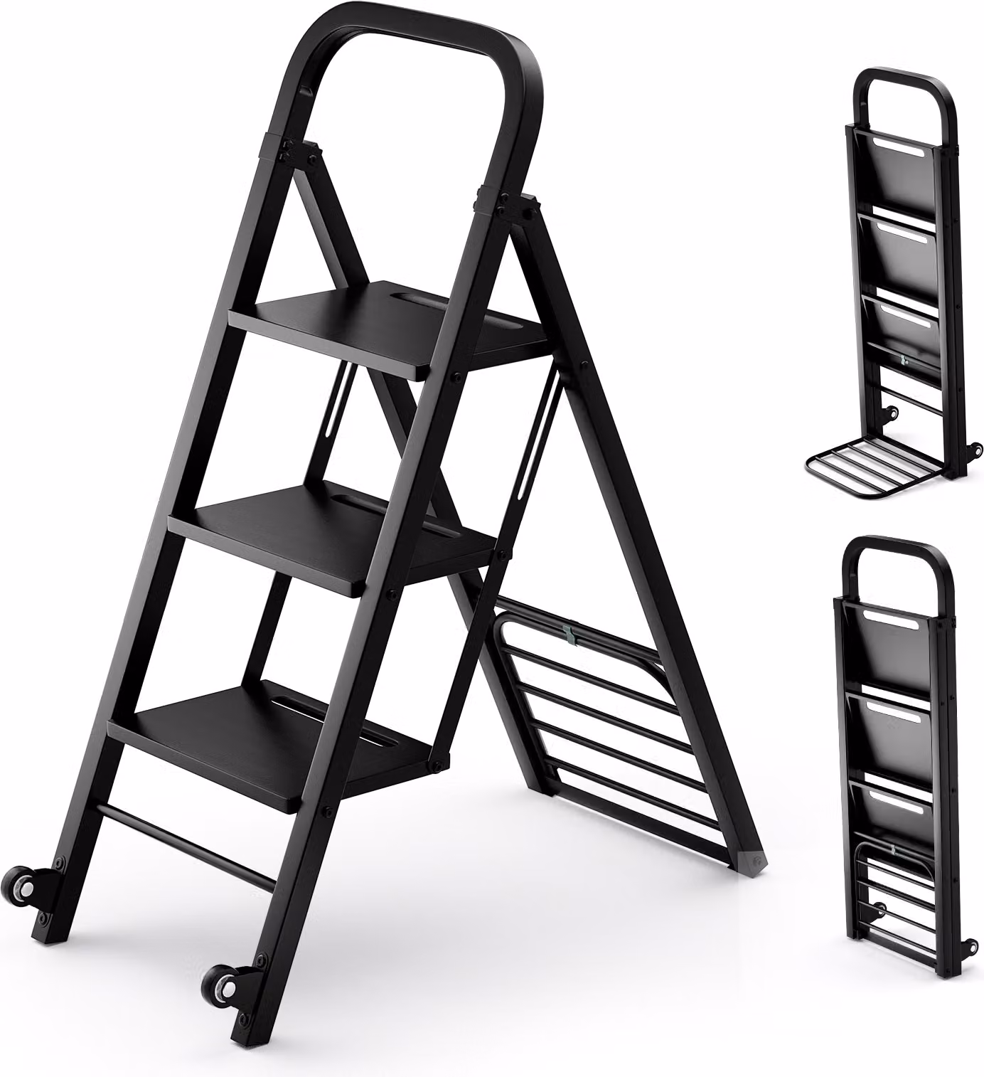 COSTWAY 2in1 carrello a sacco pieghevole e scaletta, carrello a mano a 2 ruote, carrello di trasporto in metallo, area di carico 30 x 37 cm, carrello fino a 250 kg / scaletta fino a 200 kg