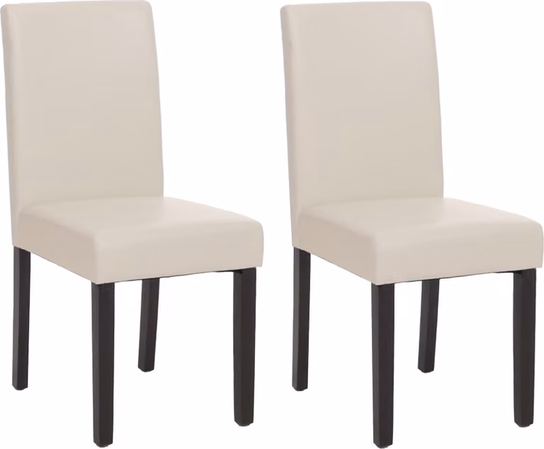 set di 2 sedie per sala da pranzo Sedia da cucina Littau ~ Similcuoio, bianco, gambe scure