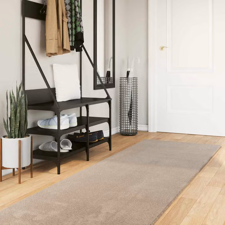 Tappeto moderno vidaXL HUARTE color sabbia in poliestere, lavabile, L: 750 cm x P: 80 cm
