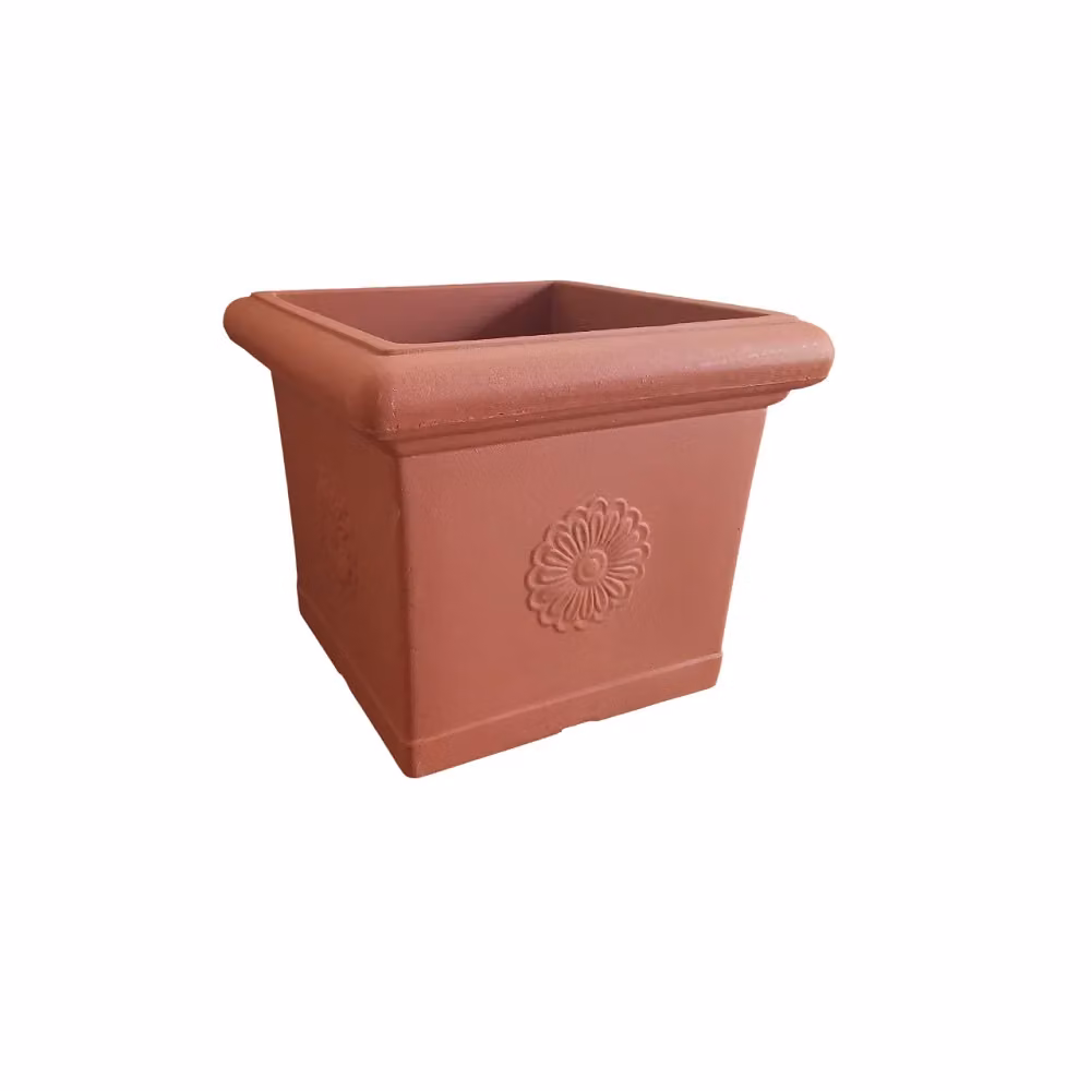 Cheonda Garden Italia Vaso per Piante Quadro con Rosone GQR in Resina, Colore Terracotta, L: 60 cm, P: 50 cm – 2