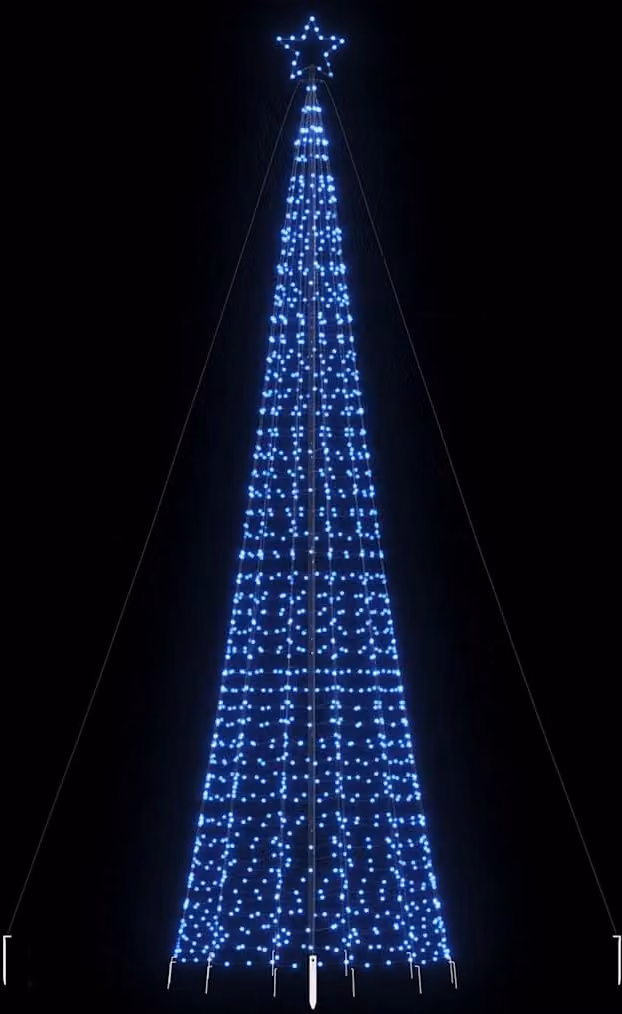 Albero di Natale a LED, modello esclusivo, con picchetti da terra, 1534 LED blu, altezza 500 cm
