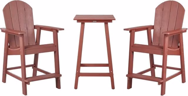 Set da giardino Bistro Bar Beliani con tavolo rotondo e sedie alte in stile industriale, colore rosso e bianco