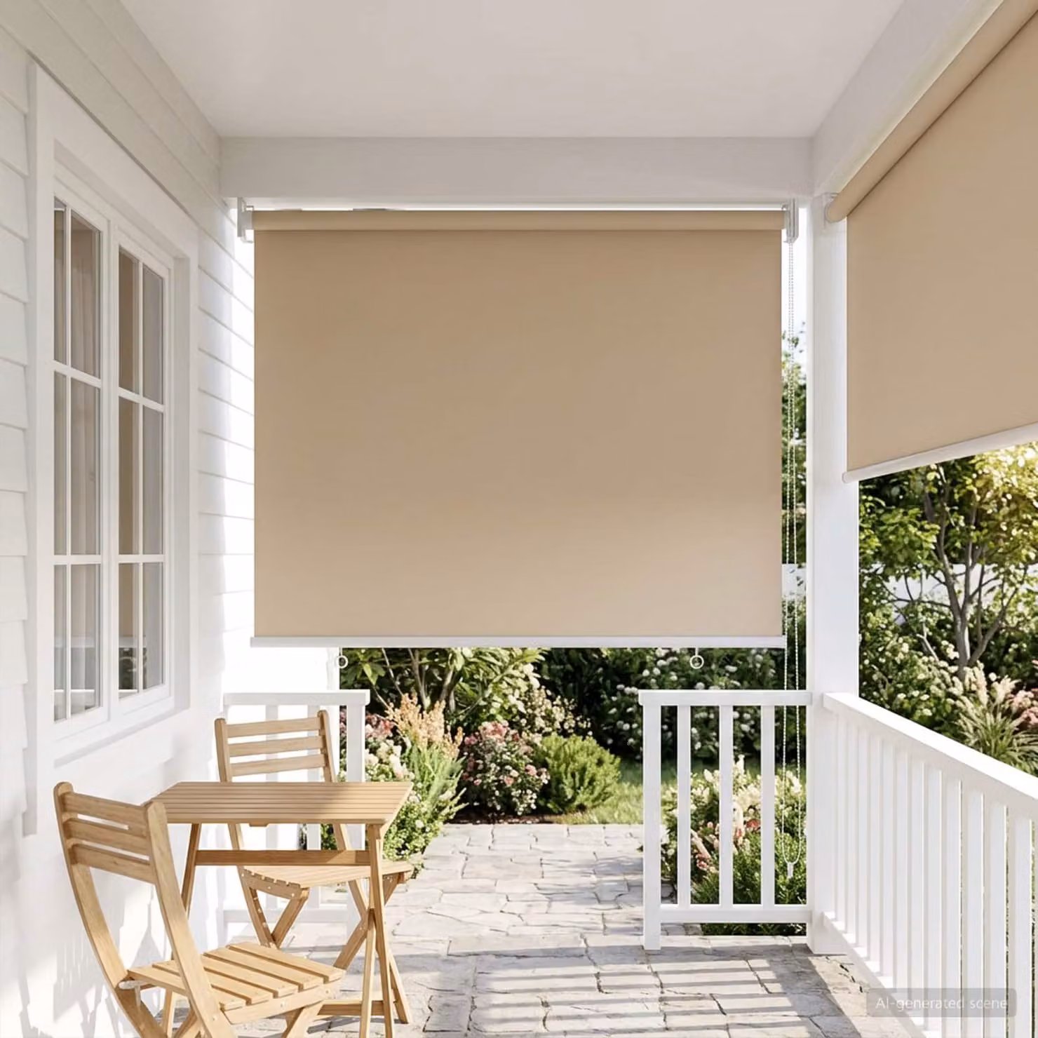 Tenda da sole a rullo vidaXL con protezione UV in poliestere, Beige, L: 140 cm x H: 80 cm