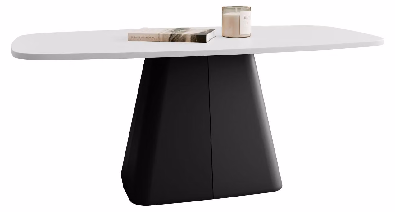 MIRJAN24 Tavolino Noa, tavolino da salotto, base in acciaio (colore: nero / bianco artico)