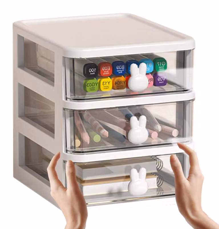 Organizzatore da scrivania modulare con cassetti trasparenti