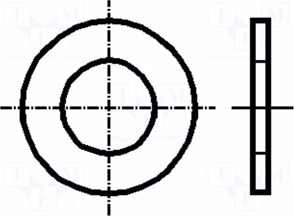 100 rondelle di alluminio, diametro D=9mm, spessore h=0,8mm, forma circolare, per viti M4, conformi alla norma DIN: 125A, codice prodotto 1229818