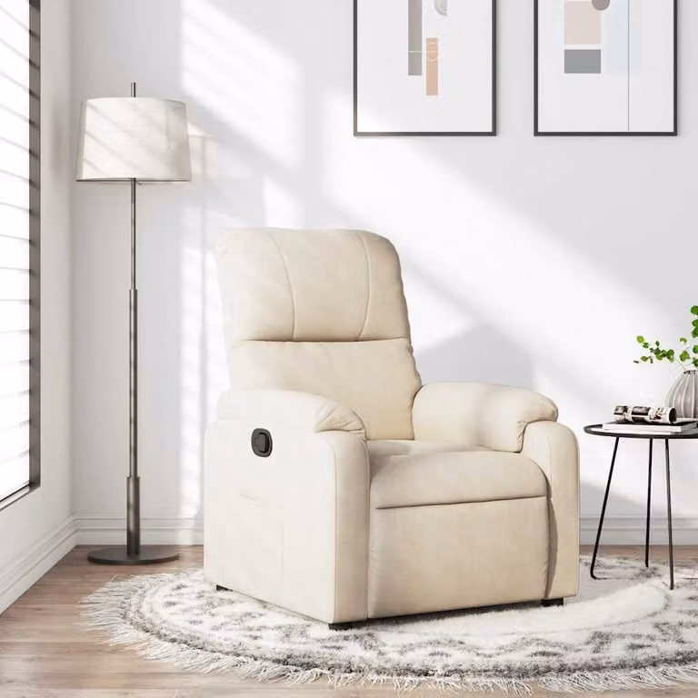 vidaXL Poltrona Reclinabile Relax Beige in Tessuto di Microfibra con Braccioli