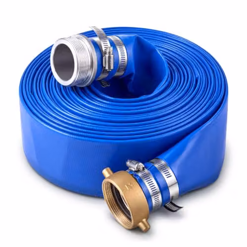 VEVOR Tubo Scarico Piatto in PVC Piscina Irrigazione Lunghezza 15,24 m Blu