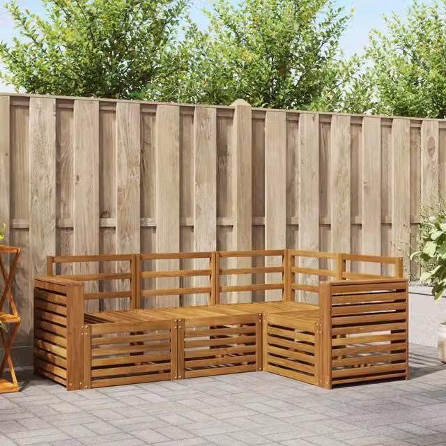 Set di divani da esterno 4 pz Naturale Poliestere 3374734