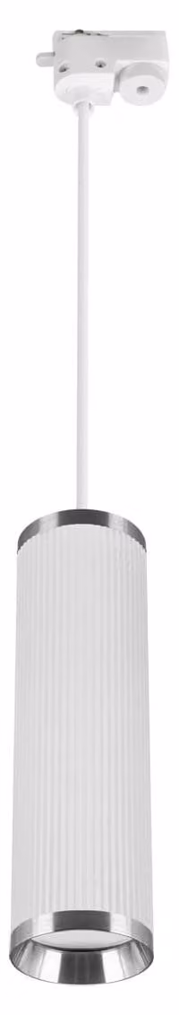 Lampada a sospensione per sistema a binario, mobile, attacco GU10, 35W, bianca, cromata, modello FRIDA TRA 30, marca Ideus, codice 04196