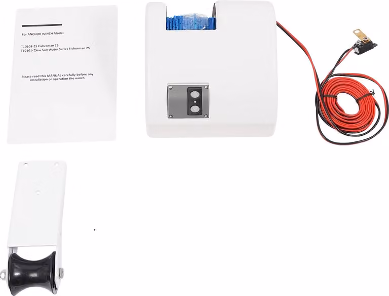 Verricello elettrico per l'ancora, controllo remoto, alimentazione a 12V, colore bianco