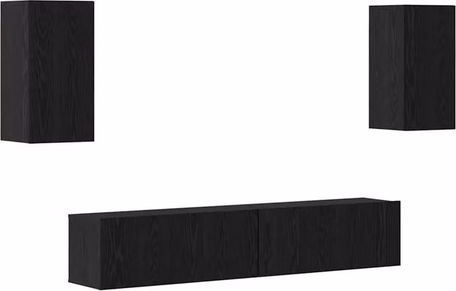 Set mobile TV 4 pz | Armadietto TV | Mobile Porta TV Rovere Nero Legno multistrato