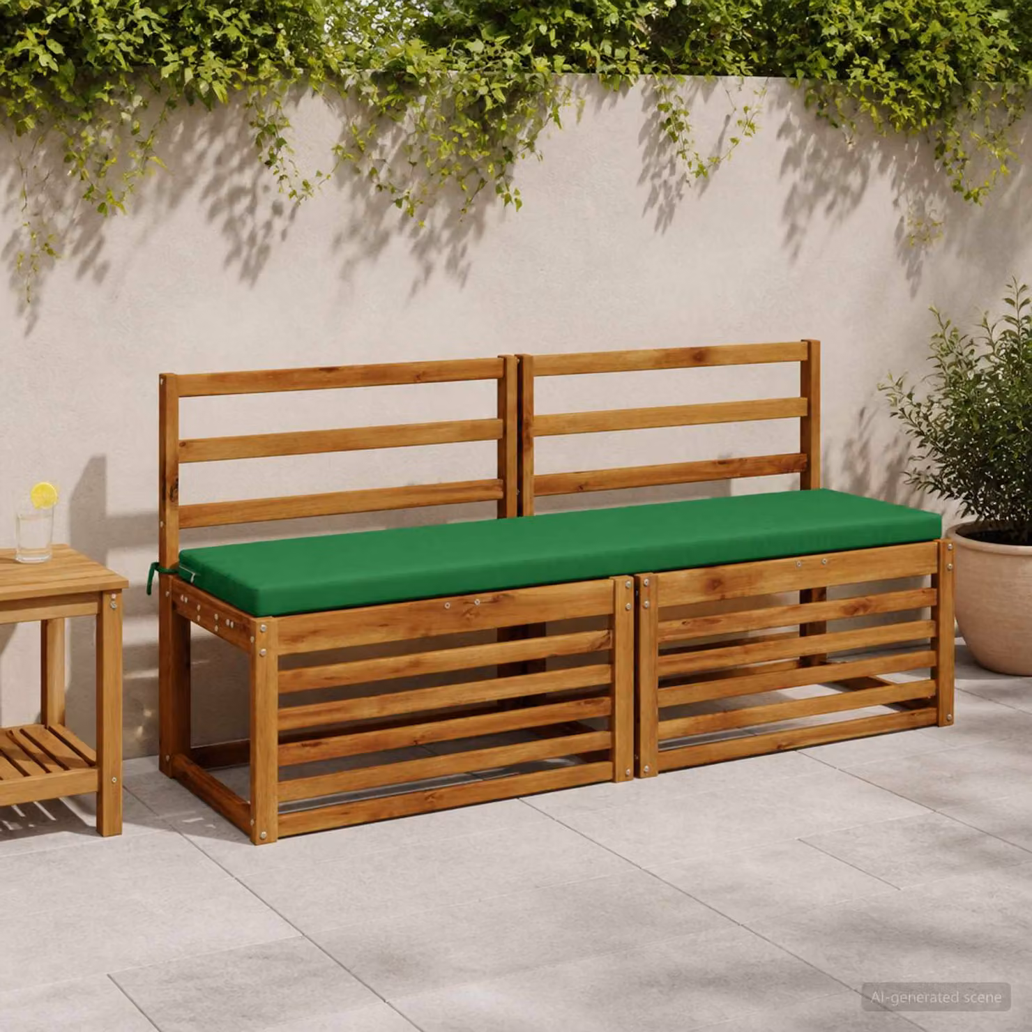 Set di 2 cuscini per panchina vidaXL SOEST in poliestere verde con fodera rimovibile e resistente ai raggi UV