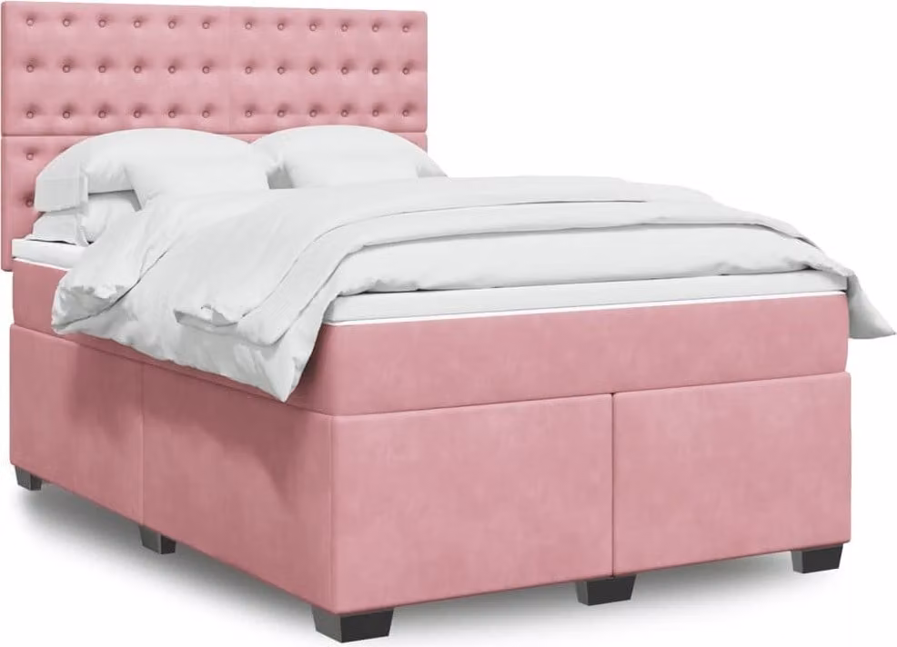 Maison Exclusive - Giroletto a Molle con Materasso Rosa 140x200 cm in Velluto
