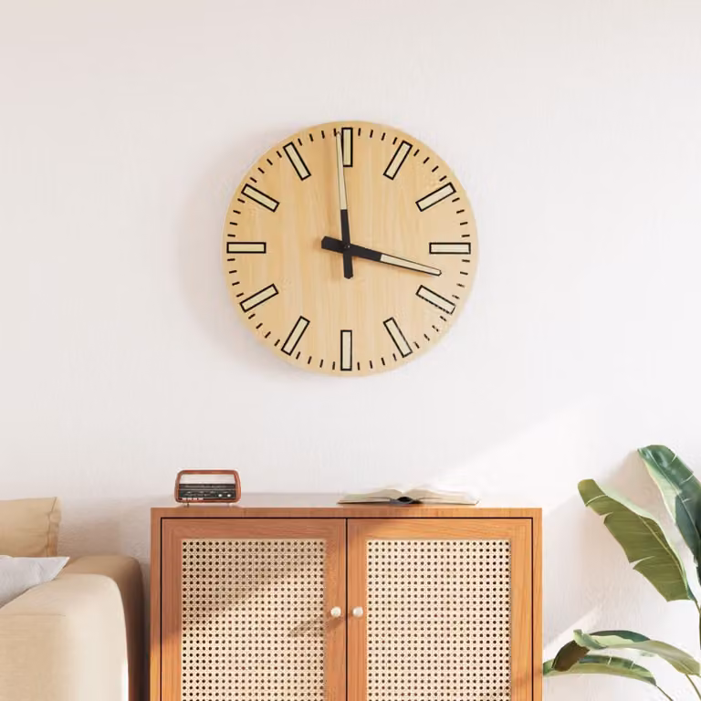 Orologio da parete analogico vidaXL in legno stile rustico, silenzioso, Ø 30 cm, colori giallo, verde o beige