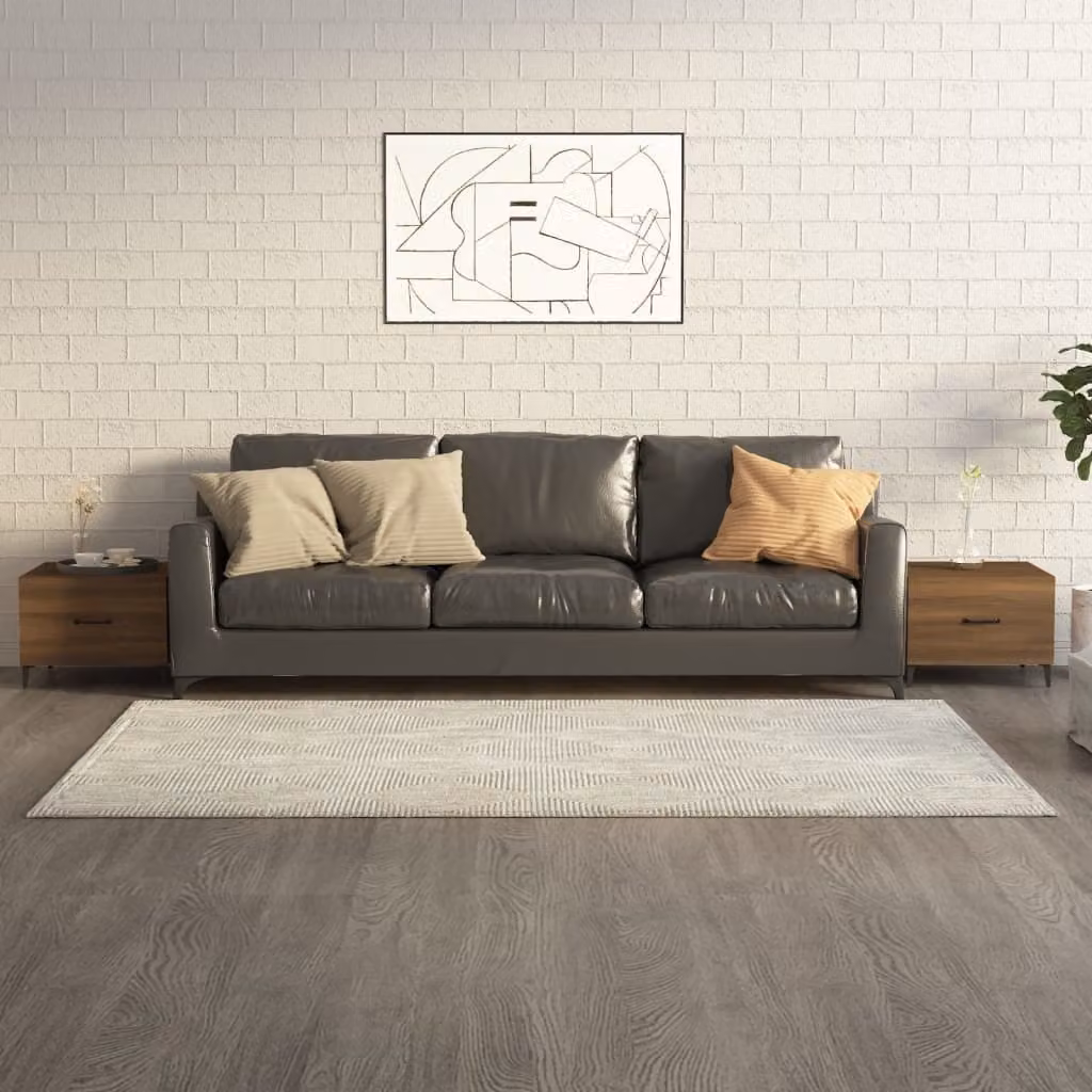 vidaXL Tavolini da caffè gambe in metallo 2 pz. Aspetto rovere marrone 50x50x40 cm - Tavolino - Tavoli da caffè - Tavolino - Tavolino da salotto