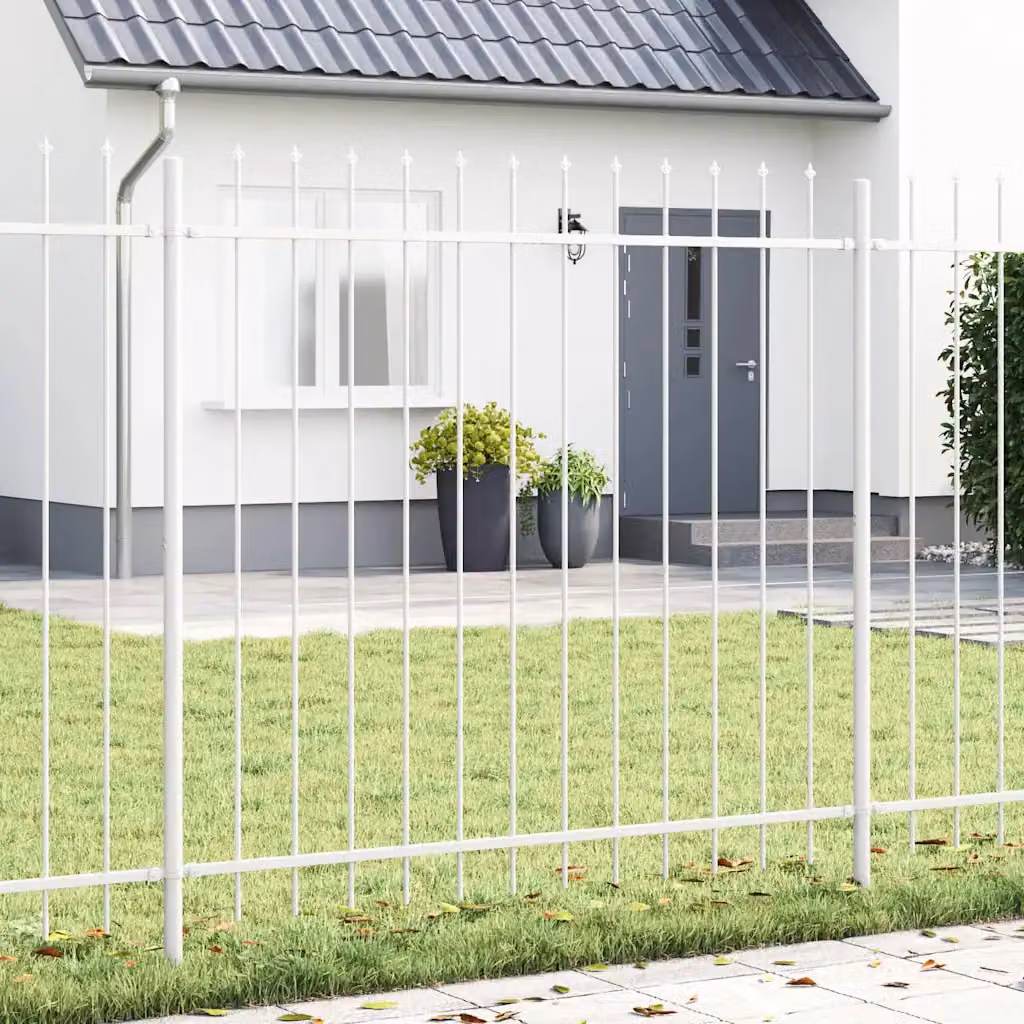 Recinzione per giardino vidaXL WOERDEN in acciaio verniciato a polvere, Bianco, L: 170 cm, H: 150 cm