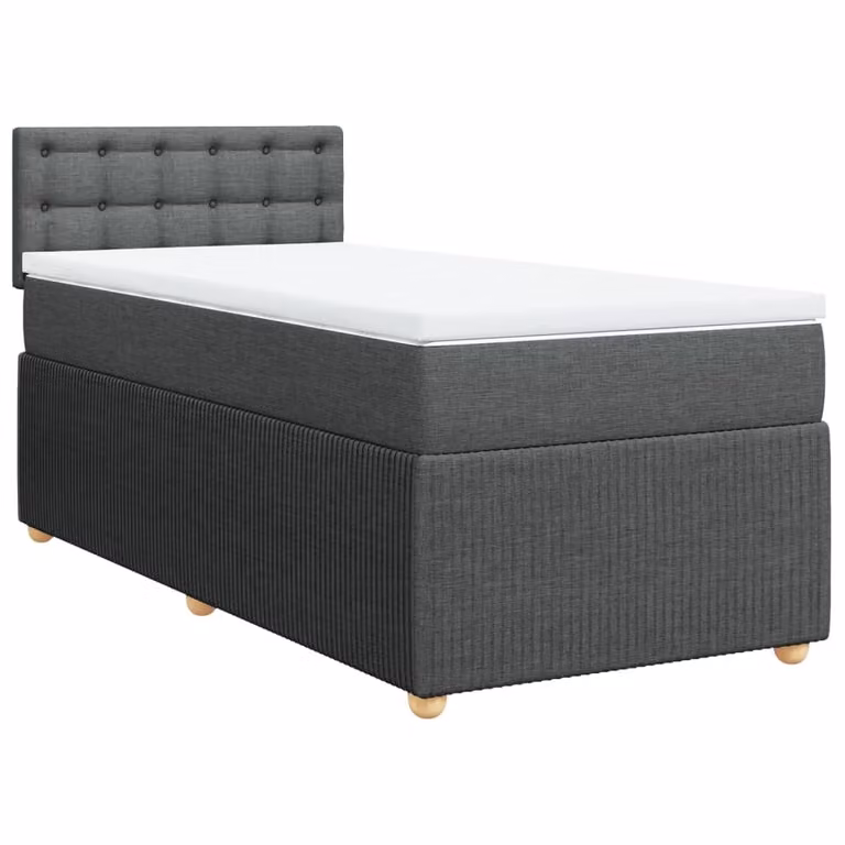 Giroletto a Molle con Materasso Grigio Scuro 90x190 cm Tessuto