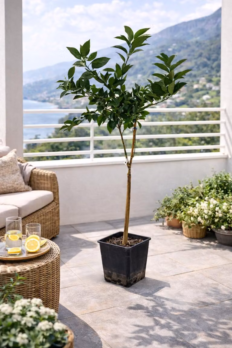 Citrus sinensis ‘Navelina’ 120–140 cm – Arancio Navelina, albero di agrumi sempreverde per terrazze, balconi e giardini d'inverno