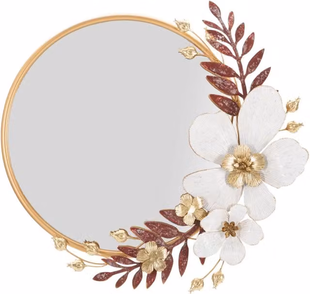 Specchio da parete Flot Mauro Ferretti con decoro floreale gold e multicolour, L: 74,9 cm, H: 72,4 cm, P: 7,6 cm