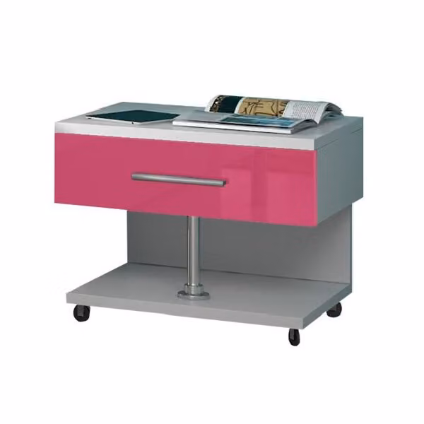 Comodino per camera dei bambini con illuminazione a LED GORT - bianco / rosa lucido