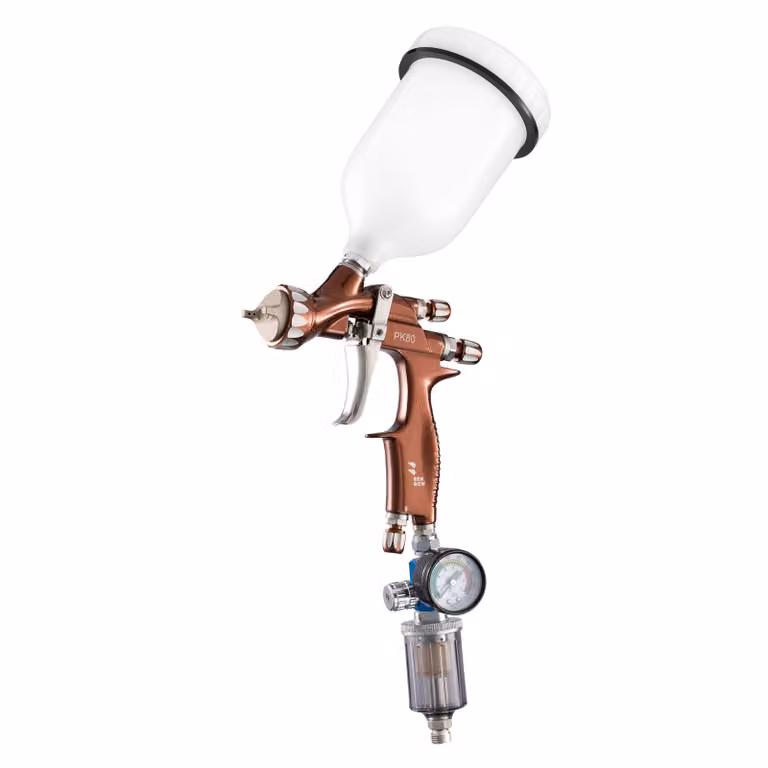 Pistola di verniciatura Benbow PK80 con separatore olio-acqua, ugello da 1,2 mm in set, serbatoio da 600 ml, pressione 1,1 bar