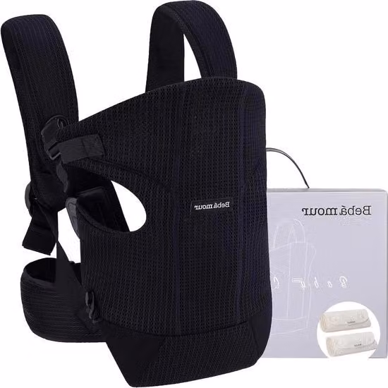 Porta bambino ergonomico Intimated Designed per trasporto frontale e dorsale con inserti per le spalle, nero
