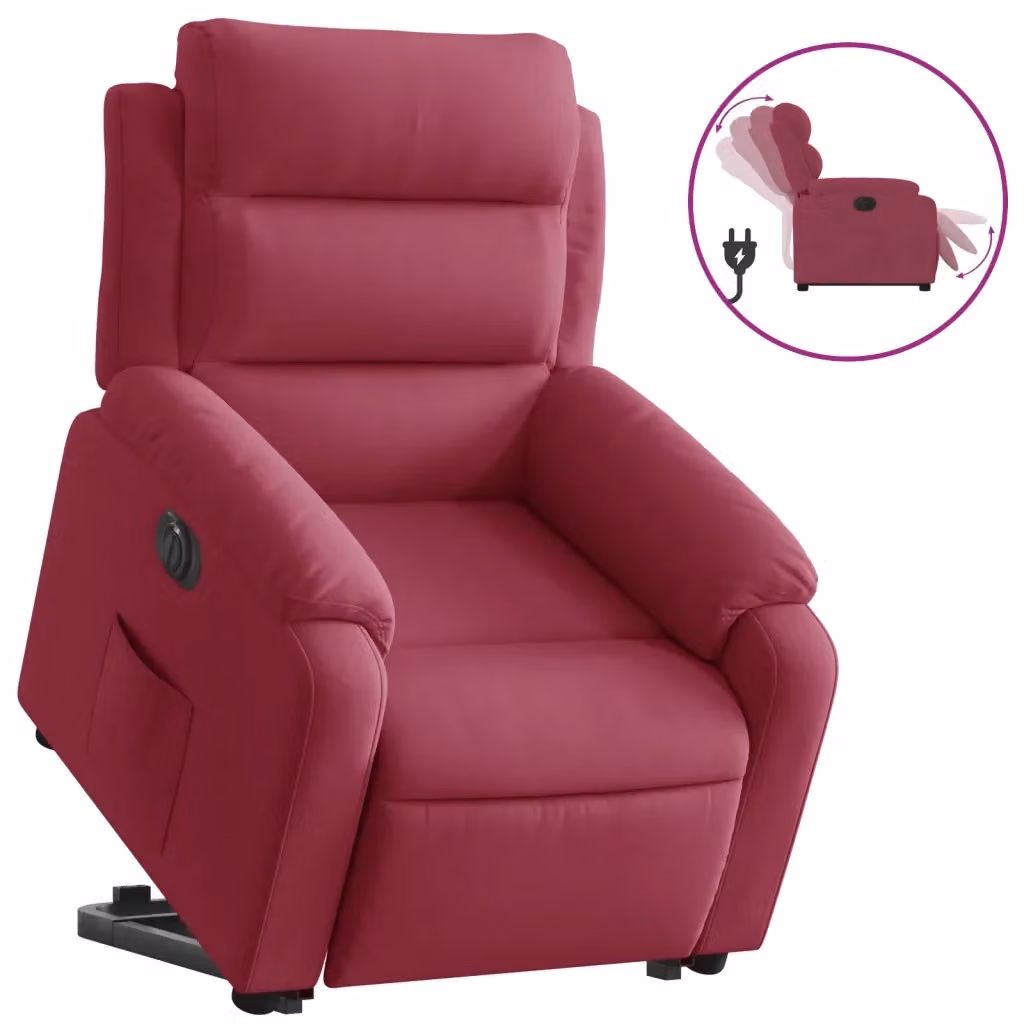 vidaXL Poltrona Alzapersona Reclinabile Elettrica in Velluto Rosso – 2