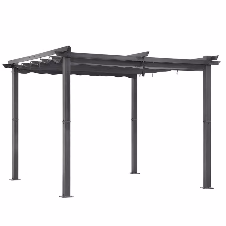 Angel Living Pergola da giardino Gazebo da giardino in alluminio antracite, tubi del tetto in acciaio, tetto regolabile in poliestere (beige, 3 x 3 m)