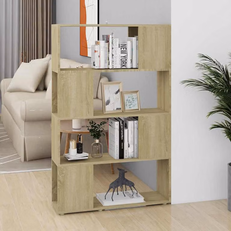 Libreria e divisorio vidaXL in MDF color Rovere Sonoma, L 80 cm x P 24 cm x H 124,5 cm