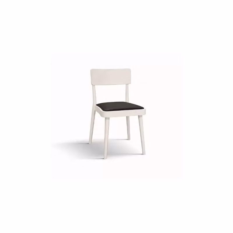 Set di 2 sedie moderne Mobili 2G in legno bianco con seduta in ecopelle nera L: 48 cm, P: 45,5 cm, H: 79 cm