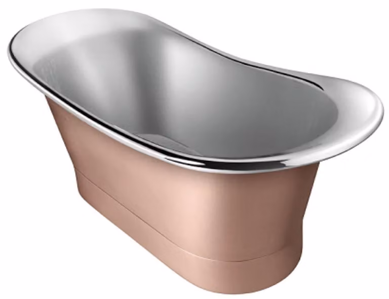 Casa Padrino vasca in rame Art Nouveau argento/rame 172,7 x 71,1 x H. 71,1 cm - Vasca da bagno freestanding retrò - Arredo bagno rustico in rame