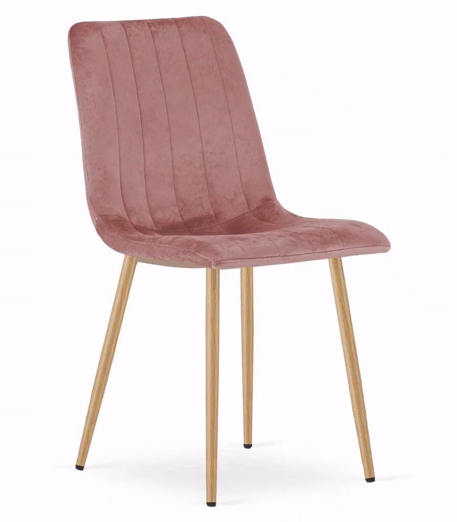 Set di 4 sedie Valora Jewa in velluto rosa con gambe in legno e metallo – 2