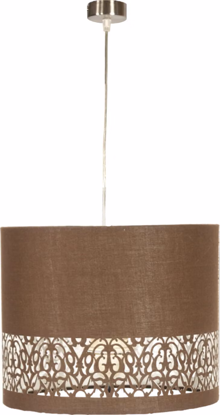 Lampada a sospensione ARABESCA cromata-marrone 1xE27x60W in tessuto, dimensioni: 110x33x33 cm, IP20, Candellux