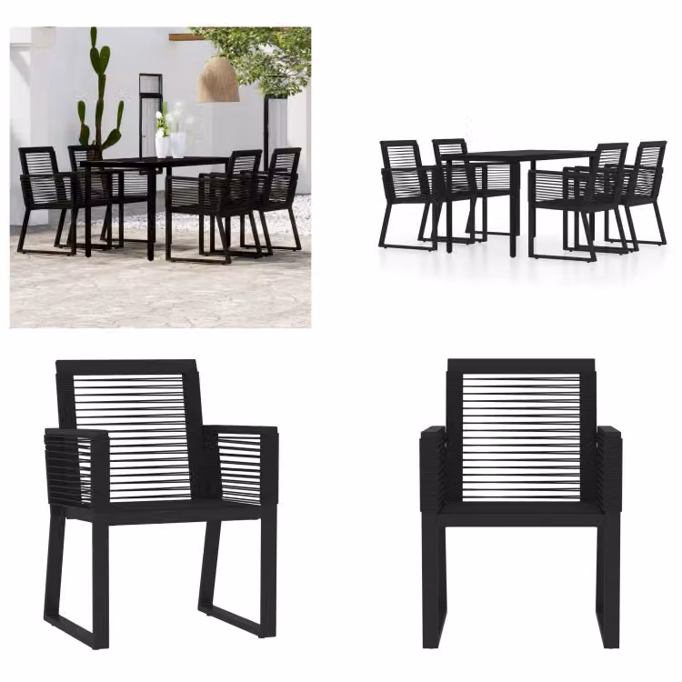 vidaXL Set da pranzo da giardino 5 pezzi nero - Set da pranzo da giardino - Set da pranzo da esterno - Set da pranzo da patio