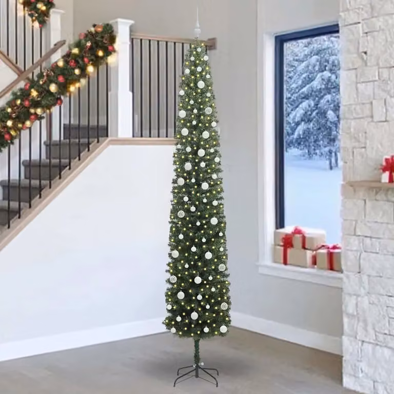 Albero di Natale artificiale moderno vidaXL verde con 300 LED luce bianca calda, Altezza: 270 cm