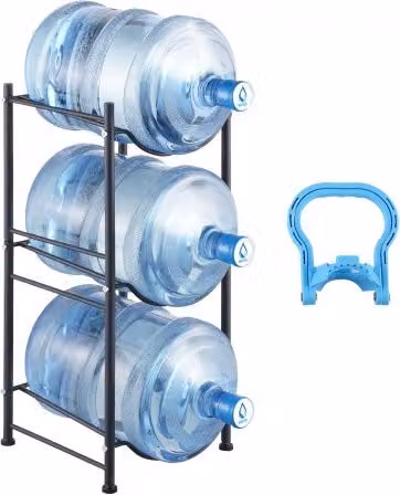 Portabottiglie VEVOR in ferro a 3 livelli per 3 bottiglie, capacità 18,9 L, colore nero
