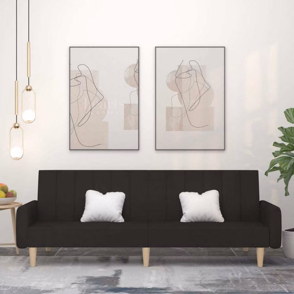 Maison Exclusive - Divano letto 2 posti, colore nero, rivestito in tessuto