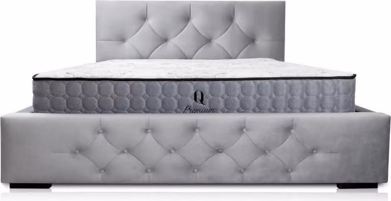 Bett Weiß Modern Design Stoff Polster Schlafzimmer Doppelbett Holz Elegantes