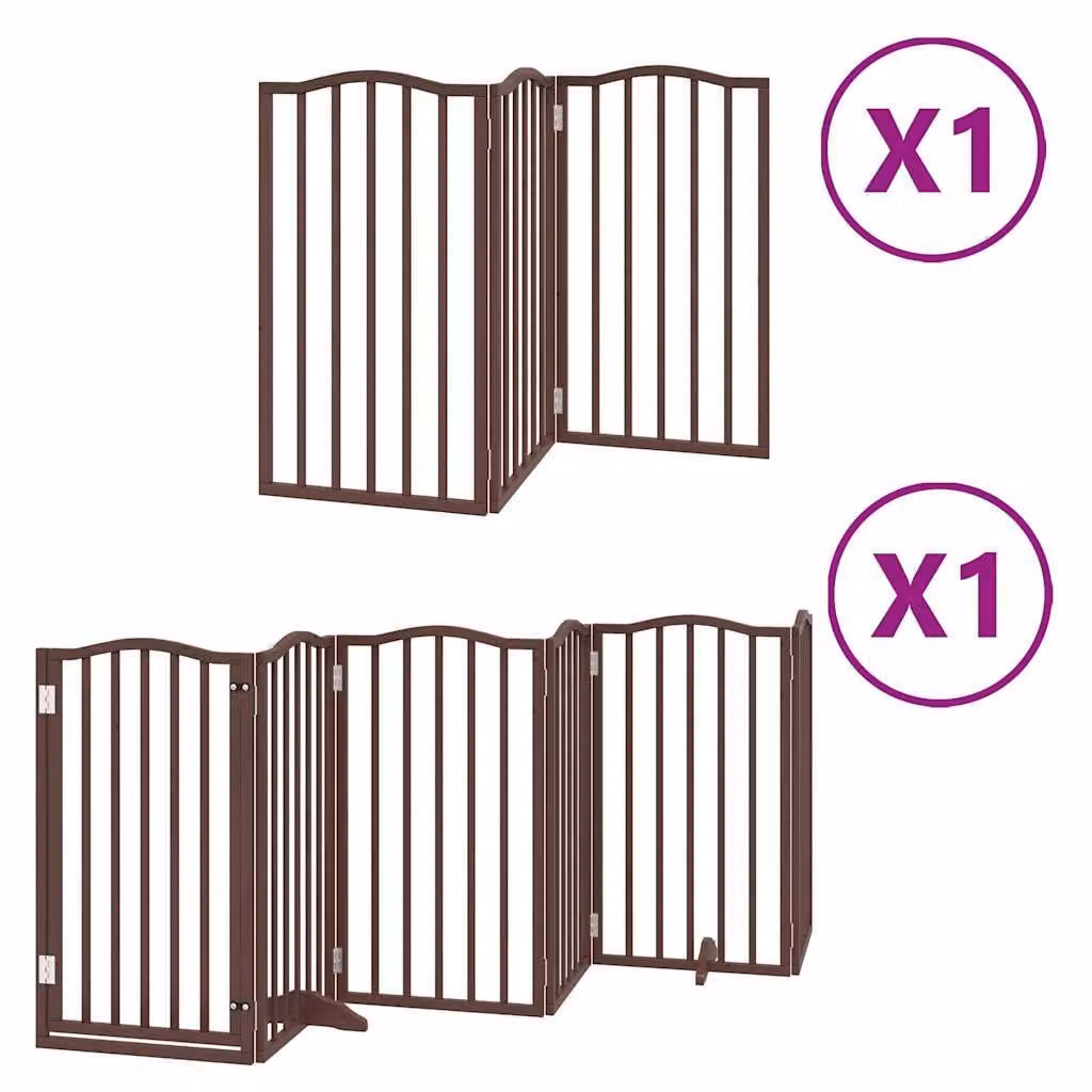 Cancello Cani Porta Pieghevole Marrone 9 Pannelli 450cm Pioppo