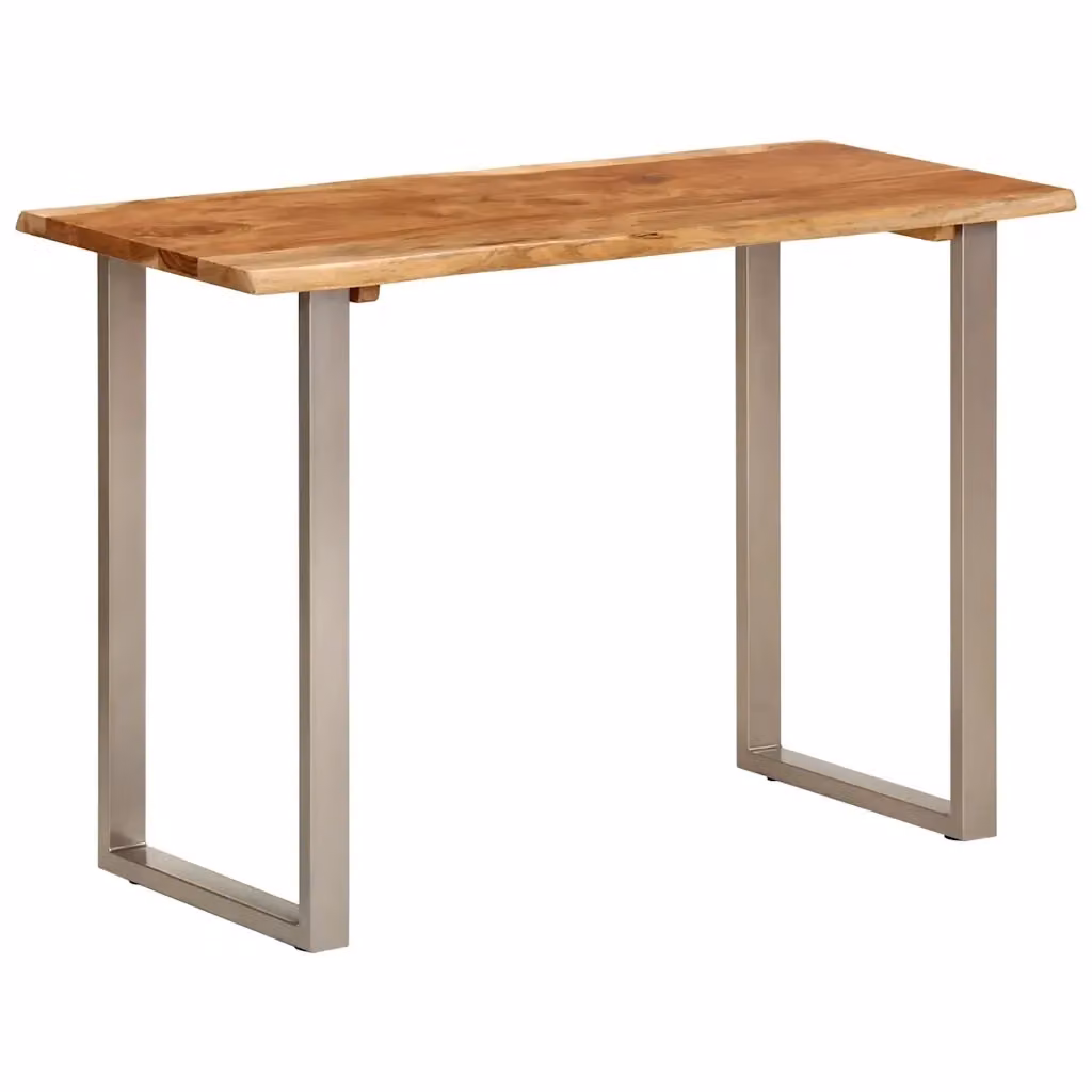 Tavolo da pranzo rettangolare in legno di acacia e metallo stile industrial vidaXL L: 110 cm, P: 50 cm, H: 76 cm, marrone e argento