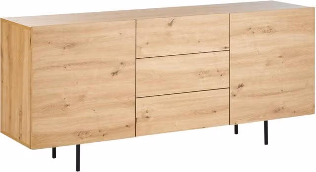 Credenza in legno chiaro 3 cassetti 2 ante stile rustico scandinavo