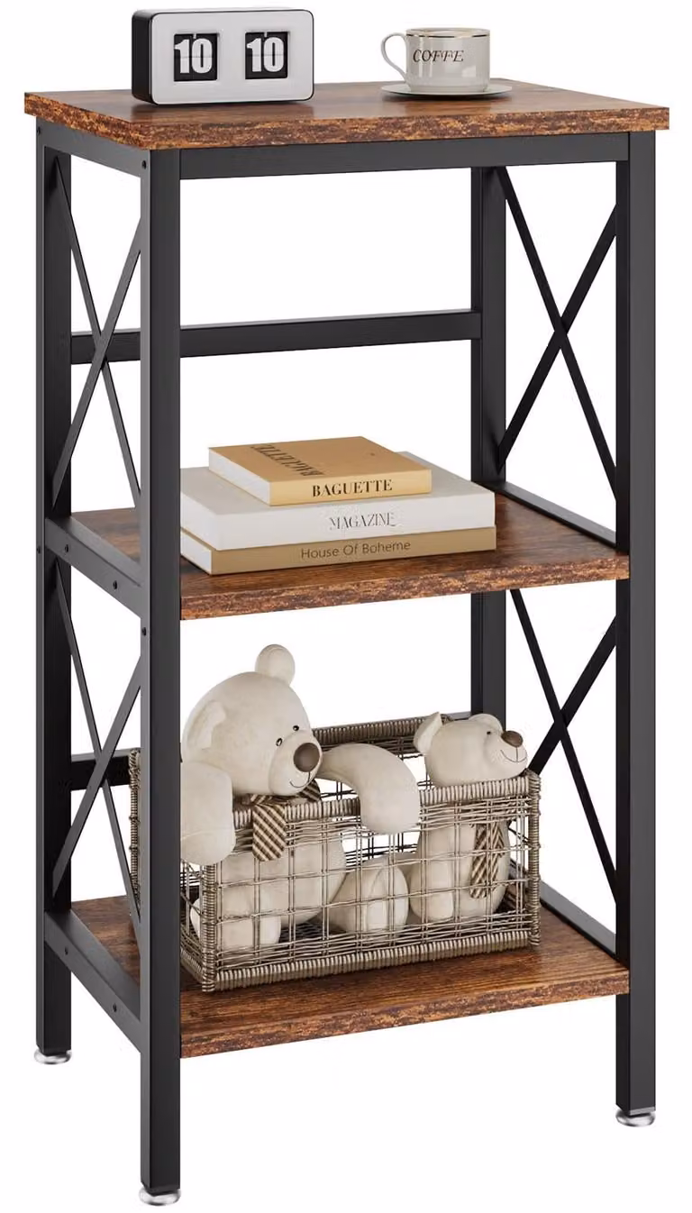 Solidchoice - Libreria a tre ripiani con struttura in acciaio, ideale per soggiorno e cucina