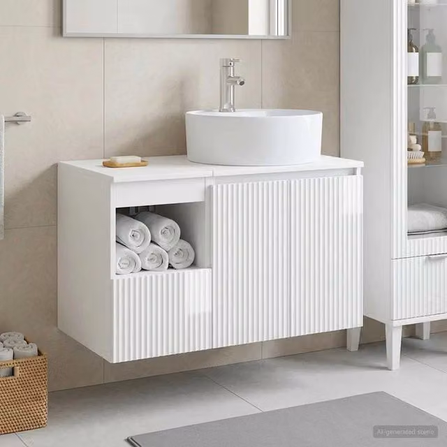 Set di mobili per il bagno 2 pz Bianco Lucido 3404078