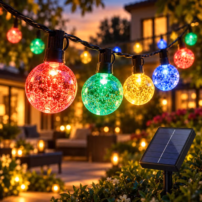5M Fairy Lights Outdoor Solar Light Bulbs LED Fairy Lights, Indoor Outdoor Christmas Lighting Outdoor Garden Decoration, Colorful