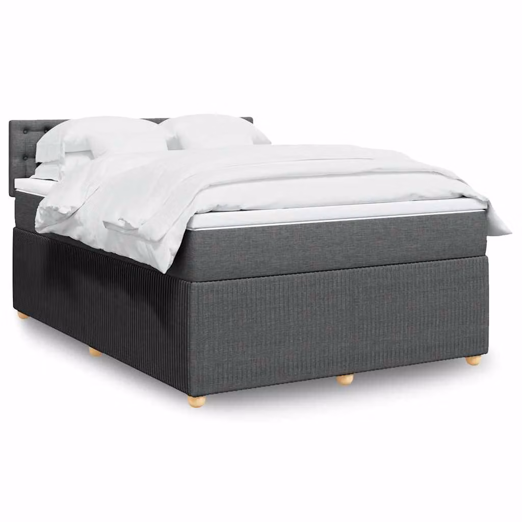 vidaXL Giroletto a Molle con Materasso Ibrido in Tessuto Grigio e Bianco, L/P: 160 x 200 cm
