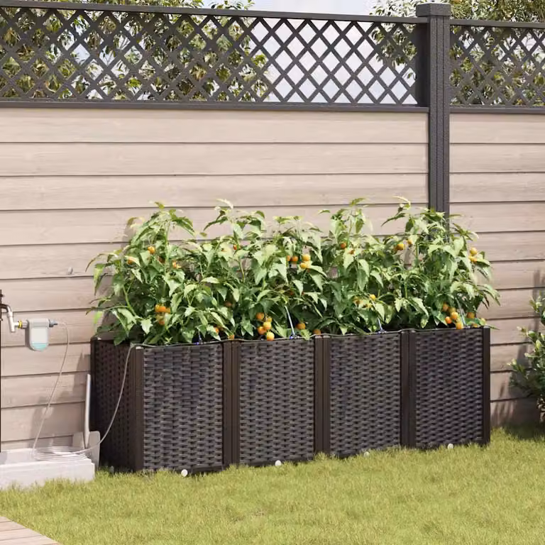 Set di 4 vasi da giardino vidaXL in plastica marrone L: 160 cm, P: 40 cm, H: 52 cm