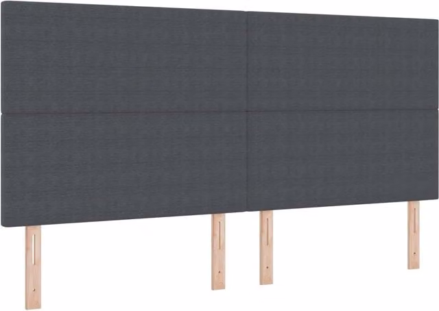 Testiera con illuminazione LED integrata e luce da lettura in tessuto grigio scuro, larghezza: 200 cm