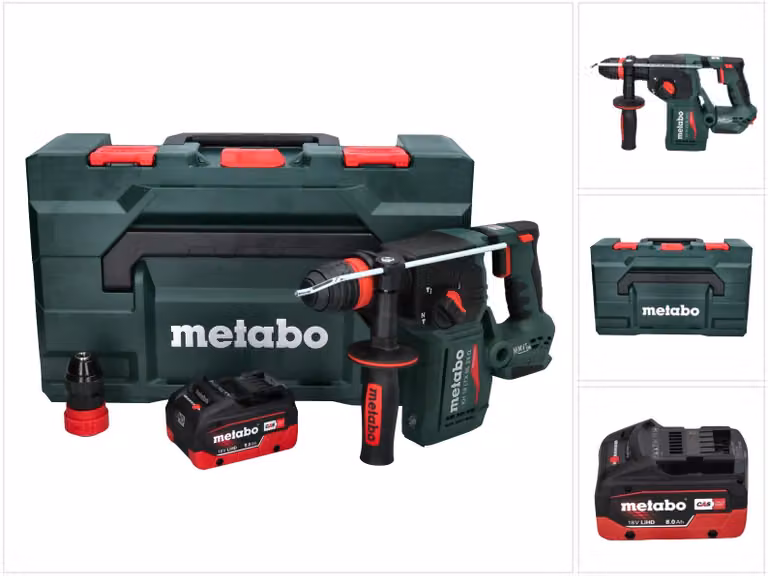 Metabo KH 18 LTX BL 24 Q Martello combinato a batteria 18 V 2,2 J + 1x batteria 8,0 Ah + metaBOX - senza caricatore